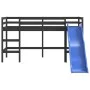 Cama alta de niños con tobogán madera maciza negra 90x190 cm de , Camas y somieres - Ref: Foro24-835912, Precio: 187,85 €, De...