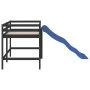 Cama alta de niños con tobogán madera maciza negra 90x190 cm de , Camas y somieres - Ref: Foro24-835912, Precio: 187,85 €, De...