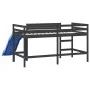 Cama alta de niños con tobogán madera maciza negra 90x190 cm de , Camas y somieres - Ref: Foro24-835912, Precio: 187,85 €, De...