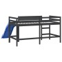 Cama alta de niños con tobogán madera maciza negra 90x190 cm de , Camas y somieres - Ref: Foro24-835912, Precio: 189,17 €, De...