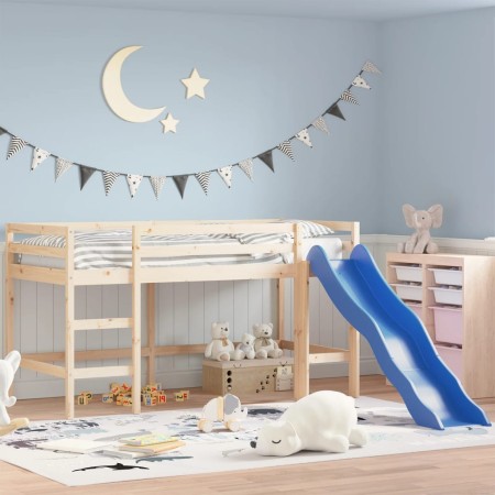 Cama alta para niños con tobogán madera maciza pino 80x200 cm de , Camas y somieres - Ref: Foro24-835904, Precio: 246,21 €, D...