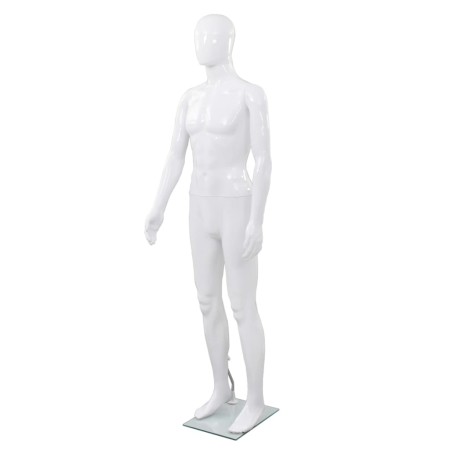 Maniquí de hombre completo base vidrio blanco brillante 185 cm de vidaXL, Maniquís - Ref: Foro24-142926, Precio: 198,04 €, De...