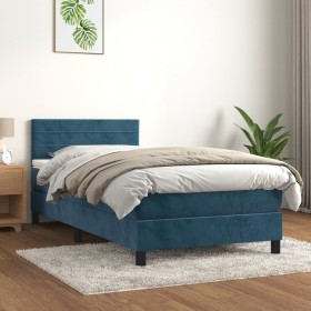Cama box spring con colchón terciopelo azul oscuro 90x200 cm de , Camas y somieres - Ref: Foro24-3141345, Precio: 304,06 €, D...