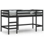 Cama alta de niños escalera madera maciza pino negra 90x200 cm de , Camas y somieres - Ref: Foro24-835900, Precio: 182,73 €, ...