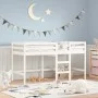 Cama alta de niños con escalera madera maciza blanca 90x200 cm de , Camas y somieres - Ref: Foro24-835893, Precio: 179,96 €, ...