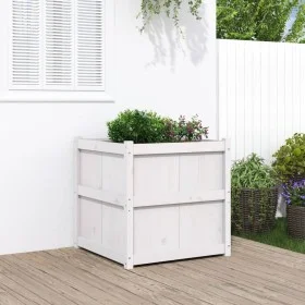Jardinera de madera maciza de pino blanca 70x70x70 cm de , Maceteros y jardineras - Ref: Foro24-837435, Precio: 98,43 €, Desc...