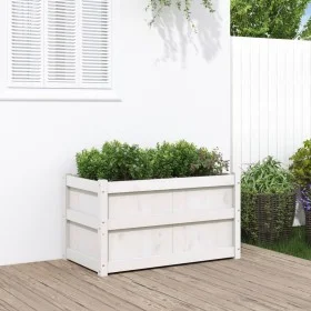 Jardinera de madera maciza de pino blanca 90x50x50 cm de , Maceteros y jardineras - Ref: Foro24-837461, Precio: 74,22 €, Desc...