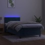 Cama box spring colchón y LED terciopelo azul oscuro 90x190 cm de , Camas y somieres - Ref: Foro24-3134439, Precio: 293,51 €,...