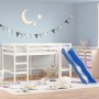 Cama alta de niños con escalera madera maciza blanca 80x200 cm de , Camas y somieres - Ref: Foro24-835905, Precio: 189,43 €, ...