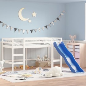 Cama alta de niños con tobogán madera maciza blanca 90x190 cm de , Camas y somieres - Ref: Foro24-835911, Precio: 303,01 €, D...