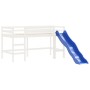 Cama alta de niños con tobogán madera maciza blanca 90x190 cm de , Camas y somieres - Ref: Foro24-835911, Precio: 303,01 €, D...