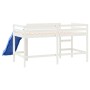 Cama alta de niños con tobogán madera maciza blanca 90x190 cm de , Camas y somieres - Ref: Foro24-835911, Precio: 303,01 €, D...