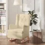 Sillón con patas mecedoras madera maciza caucho y tela crema de , Sillones - Ref: Foro24-329414, Precio: 231,40 €, Descuento: %