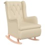 Sillón con patas mecedoras madera maciza caucho y tela crema de , Sillones - Ref: Foro24-329414, Precio: 237,74 €, Descuento: %