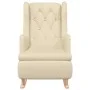 Sillón con patas mecedoras madera maciza caucho y tela crema de , Sillones - Ref: Foro24-329414, Precio: 231,40 €, Descuento: %