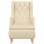 Sillón con patas mecedoras madera maciza caucho y tela crema de , Sillones - Ref: Foro24-329414, Precio: 237,74 €, Descuento: %
