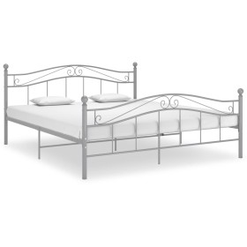 Estructura de cama de metal gris 160x200 cm de , Camas y somieres - Ref: Foro24-325002, Precio: 143,32 €, Descuento: %