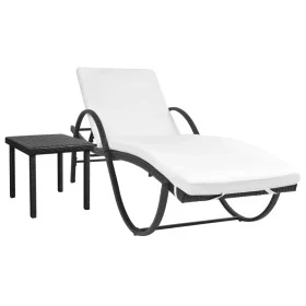 Gartenliege mit Kissen und schwarzem Kunstrattantisch von vidaXL, Liegen - Ref: Foro24-42886, Preis: 153,84 €, Rabatt: %