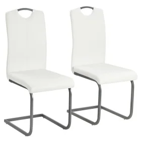 Sillas voladizas de comedor 2 unidades cuero sintético blanco de vidaXL, Sillas de comedor - Ref: Foro24-246195, Precio: 120,...