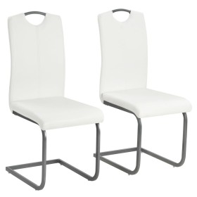 Sillas voladizas de comedor 2 unidades cuero sintético blanco de vidaXL, Sillas de comedor - Ref: Foro24-246195, Precio: 118,...