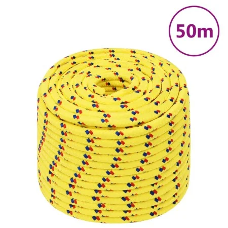 Yellow polypropylene boat rope 14 mm 50 m by , Ropes and metal cords - Ref: Foro24-152622, Price: 38,31 €, Discount: %