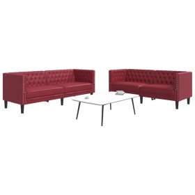 Juego de sofás Chesterfield 2 piezas cuero sintético rojo tinto en Sofás | Comprar online en Foru.es