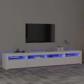 Mueble de TV con luces LED blanco 240x35x40 cm de , Muebles TV - Ref: Foro24-3152722, Precio: 191,20 €, Descuento: %