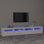 Mueble de TV con luces LED blanco 240x35x40 cm de , Muebles TV - Ref: Foro24-3152722, Precio: 172,87 €, Descuento: %