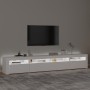 Mueble de TV con luces LED blanco 240x35x40 cm de , Muebles TV - Ref: Foro24-3152722, Precio: 172,87 €, Descuento: %