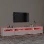 Mueble de TV con luces LED blanco 240x35x40 cm de , Muebles TV - Ref: Foro24-3152722, Precio: 172,87 €, Descuento: %