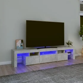 Mueble de TV con luces LED gris hormigón 200x36,5x40 cm de , Muebles TV - Ref: Foro24-3152813, Precio: 128,49 €, Descuento: %