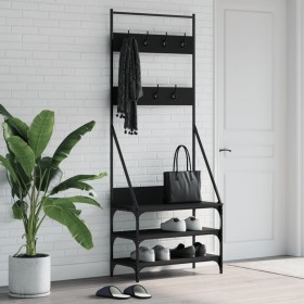 Perchero con zapatero negro 72x34x184 cm de , Organizadores de vestidores y perchas de barra - Ref: Foro24-837827, Precio: 75...
