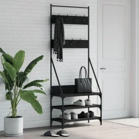 Perchero con zapatero negro 72x34x184 cm de , Organizadores de vestidores y perchas de barra - Ref: Foro24-837827, Precio: 74...