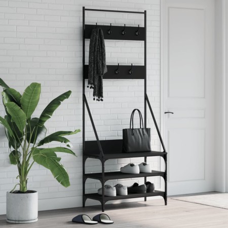 Perchero con zapatero negro 72x34x184 cm de , Organizadores de vestidores y perchas de barra - Ref: Foro24-837827, Precio: 75...