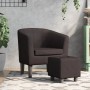 Sillón con taburete cuero sintético marrón de , Sillones - Ref: Foro24-356493, Precio: 181,92 €, Descuento: %
