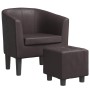 Sillón con taburete cuero sintético marrón de , Sillones - Ref: Foro24-356493, Precio: 181,92 €, Descuento: %