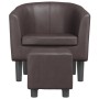 Sillón con taburete cuero sintético marrón de , Sillones - Ref: Foro24-356493, Precio: 181,92 €, Descuento: %