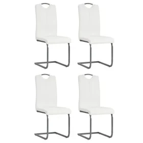 Sillas de comedor voladizas 4 unidades de tela blanca de vidaXL, Sillas de comedor - Ref: Foro24-246196, Precio: 238,62 €, De...