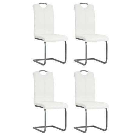Sillas de comedor voladizas 4 unidades de tela blanca de vidaXL, Sillas de comedor - Ref: Foro24-246196, Precio: 233,68 €, De...