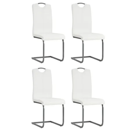 Sillas de comedor voladizas 4 unidades de tela blanca de vidaXL, Sillas de comedor - Ref: Foro24-246196, Precio: 238,62 €, De...