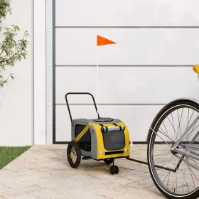 Trailer bicycle pets iron Oxford cloth yellow black by , pet strollers - Ref: Foro24-93889, Price: 97,28 €, Discount: %
