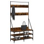 Perchero con zapatero roble ahumado 100x40x184 cm de , Organizadores de vestidores y perchas de barra - Ref: Foro24-837849, P...