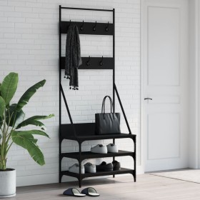 Perchero con zapatero negro 70x40x184 cm de , Organizadores de vestidores y perchas de barra - Ref: Foro24-837842, Precio: 78...