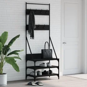 Perchero con zapatero negro 70x40x184 cm de , Organizadores de vestidores y perchas de barra - Ref: Foro24-837842, Precio: 74...