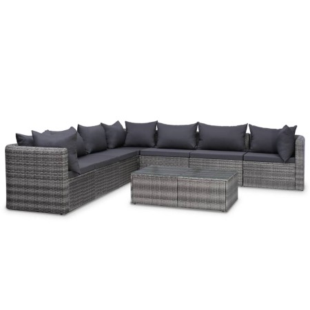 Set de sofás de jardín 8 piezas y cojines ratán sintético gris de vidaXL, Conjuntos de jardín - Ref: Foro24-44157, Precio: 94...