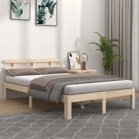Solid wood bed frame 150x200 cm by , Beds and slatted bases - Ref: Foro24-814759, Price: 103,19 €, Discount: %