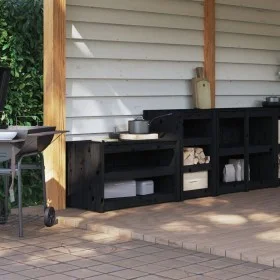 Muebles de cocina de exterior 2 pzas madera maciza pino negro de , Armarios de cocina - Ref: Foro24-3196132, Precio: 288,39 €...