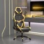 Gaming-Stuhl mit Fußstütze aus schwarzgoldenem Kunstleder von , Gaming-Stühle - Ref: Foro24-3143678, Preis: 126,08 €, Rabatt: %