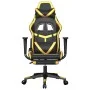 Gaming-Stuhl mit Fußstütze aus schwarzgoldenem Kunstleder von , Gaming-Stühle - Ref: Foro24-3143678, Preis: 126,08 €, Rabatt: %