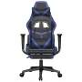 Silla gaming de masaje y reposapiés cuero sintético negro azul de , Sillones para videojuegos - Ref: Foro24-345434, Precio: 1...